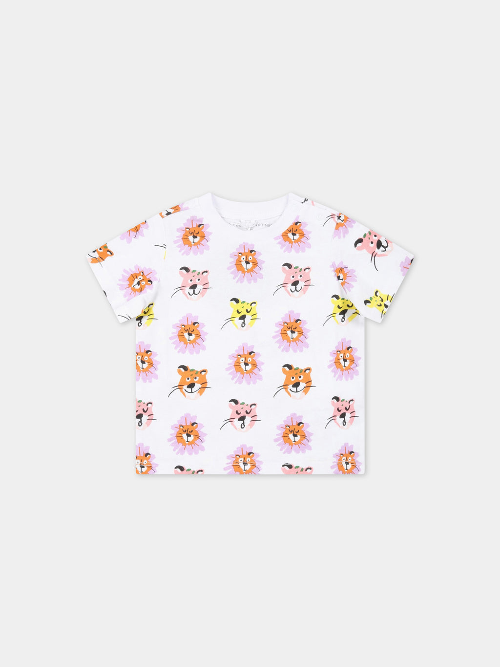 T-shirt bianca per neonata con animali